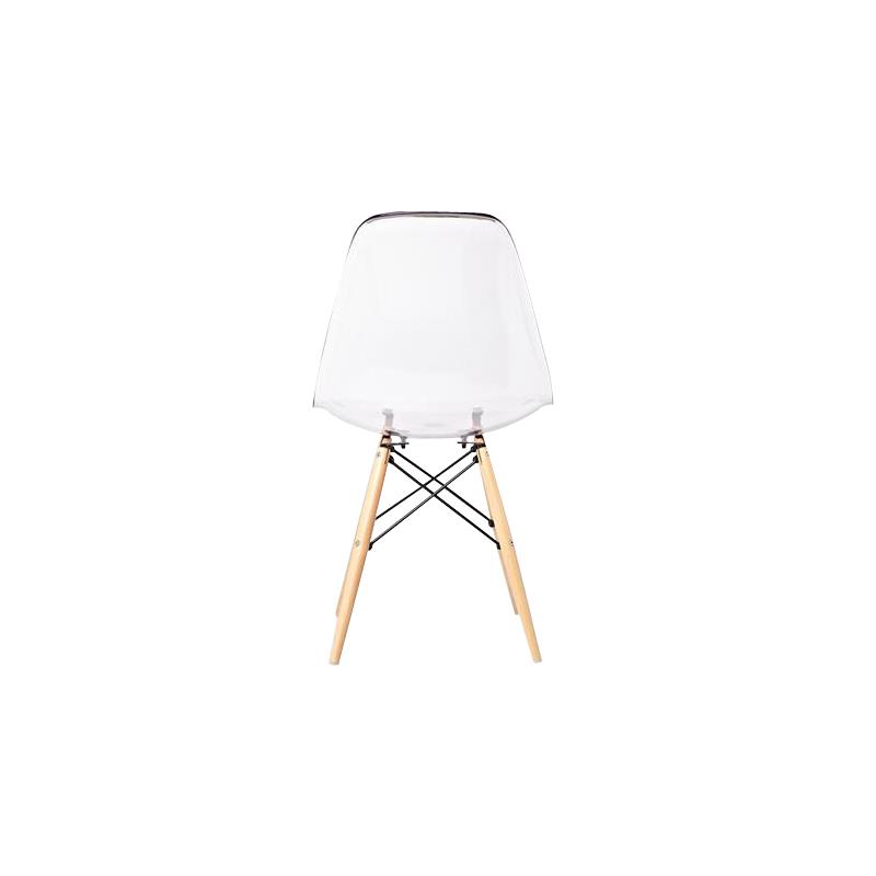 Clear Plastic with Fiberglass Chair Wood with Metal Core Legs (Set of 2)