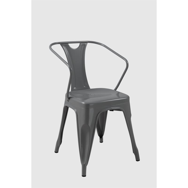 Metal Chair with ARM- Gun Metal Set of 4