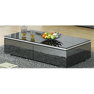 Coffee Table Black/Gray Mirror Glass with Chrome Legs