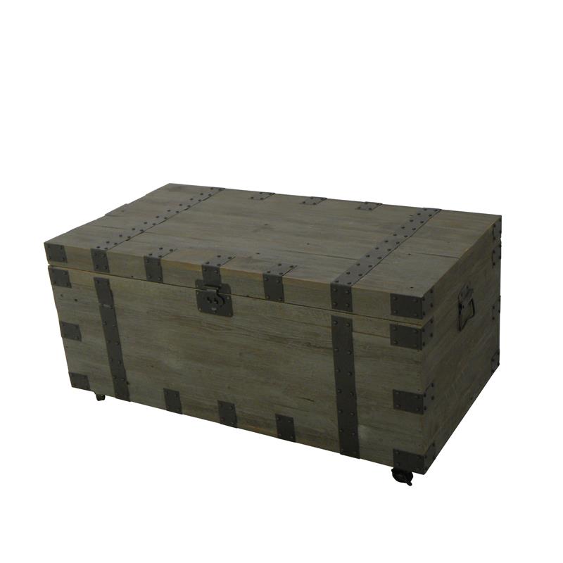 Trunk Coffee Table with Reclaimed Wood and Black Metal in Natural