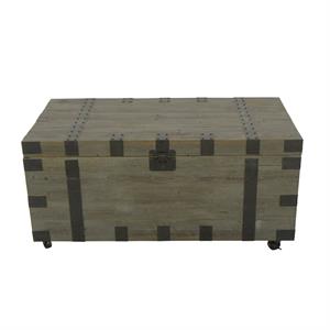 trunk coffee table with reclaimed wood and black metal in natural