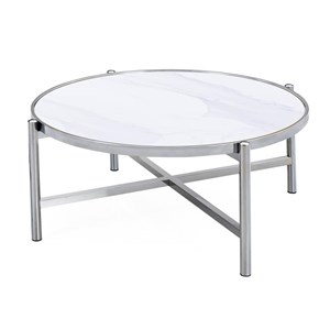 Coffee Table with Ceramic top and Stainless steel Base in Silver