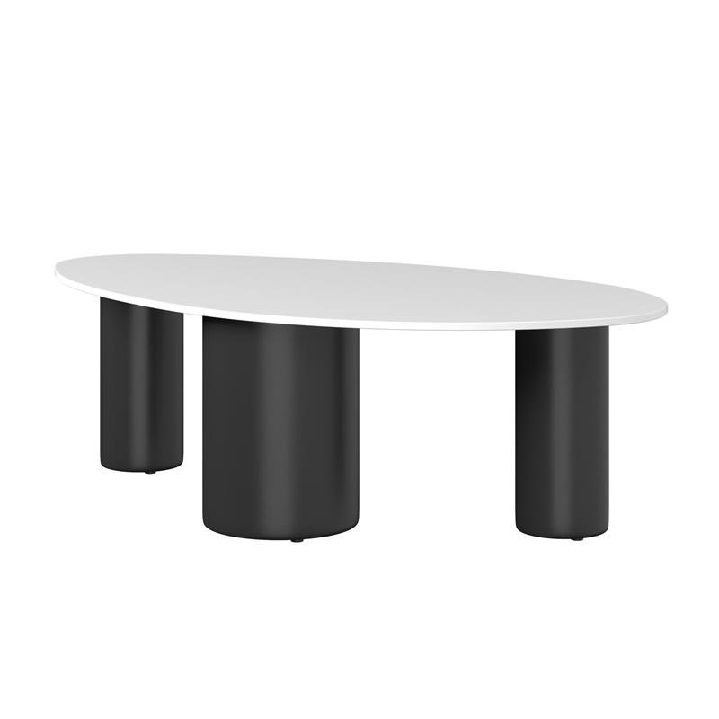 White Sintered stone Coffee Table with Metal Legs