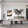 White Sintered stone Coffee Table with Metal Legs