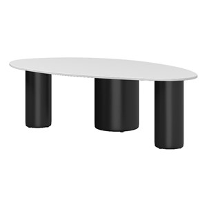 White Sintered stone Coffee Table with Metal Legs
