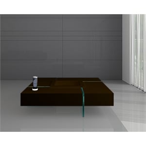 Espresso Wood Coffee Table with Removable Center Tray