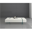 Coffee Table with White Lacquer Wood Top and 15mm thick Glass Legs