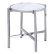 End Table Silver Stainless Steel Base and Ceramic Top
