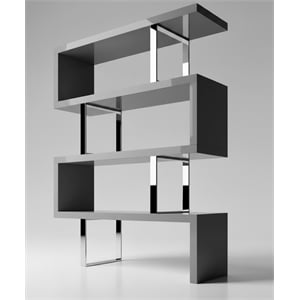 Contemporary Lacquer Wood Display Shelf in Gray
