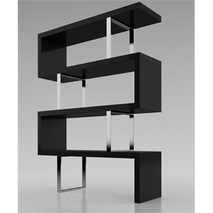 Contemporary Black Wood Lacquer Display Shelf