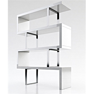 contemporary white wood lacquer display shelf
