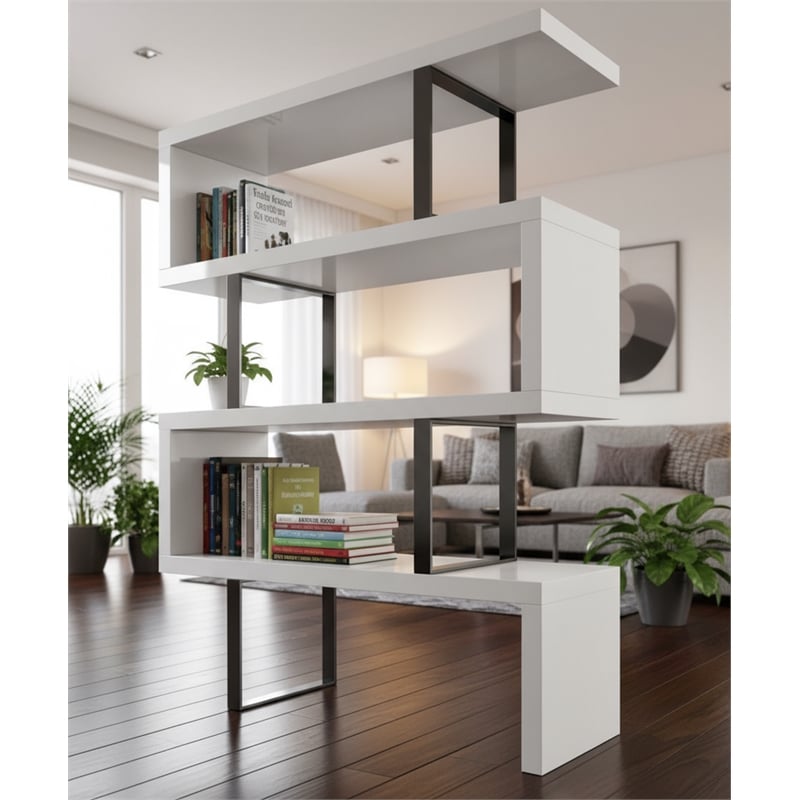 Contemporary White Lacquer Wood Larger size Display Shelf