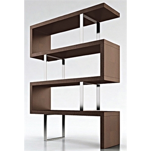 contemporary wood lacquer display shelf in walnut