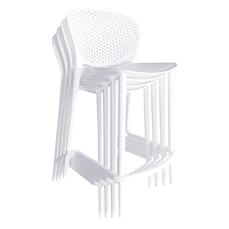 Stackable Plastic Bar Stool in white (Set of 4)