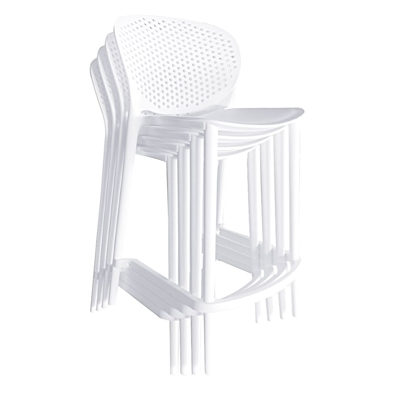Stackable Plastic Bar Stool in white (Set of 4)