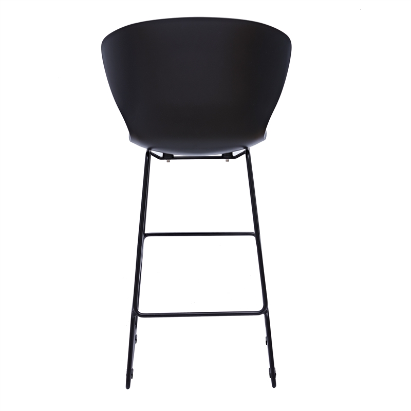 Midcentury Black Plastic Counter Stool with Metal Legs (Set of 2)