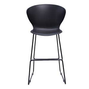 Midcentury Black Plastic Counter Stool with Metal Legs (Set of 2)