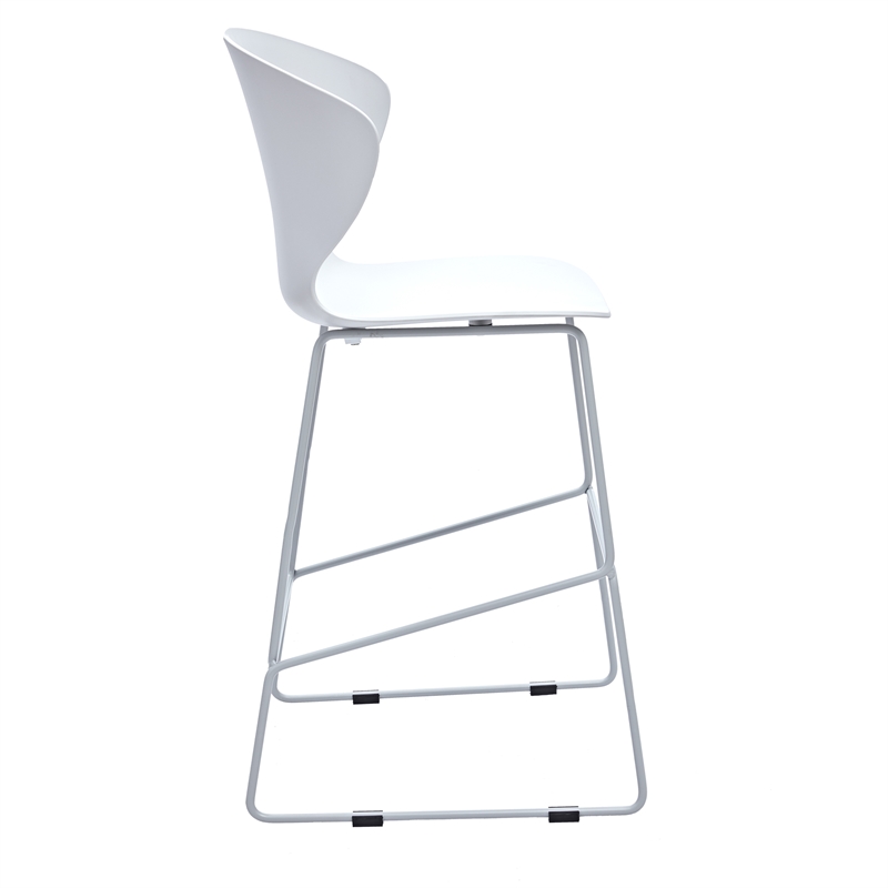 Midcentury Plastic White Counter Stool with Metal Legs (Set of 2)