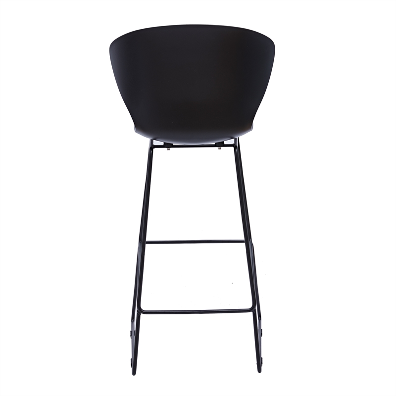 Midcentury Black Plastic Bar Stool with Metal Legs (Set of 2)