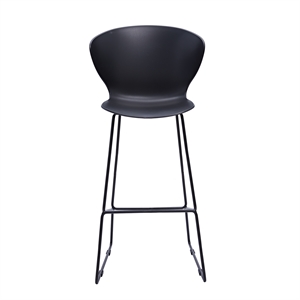 Midcentury Black Plastic Bar Stool with Metal Legs (Set of 2)