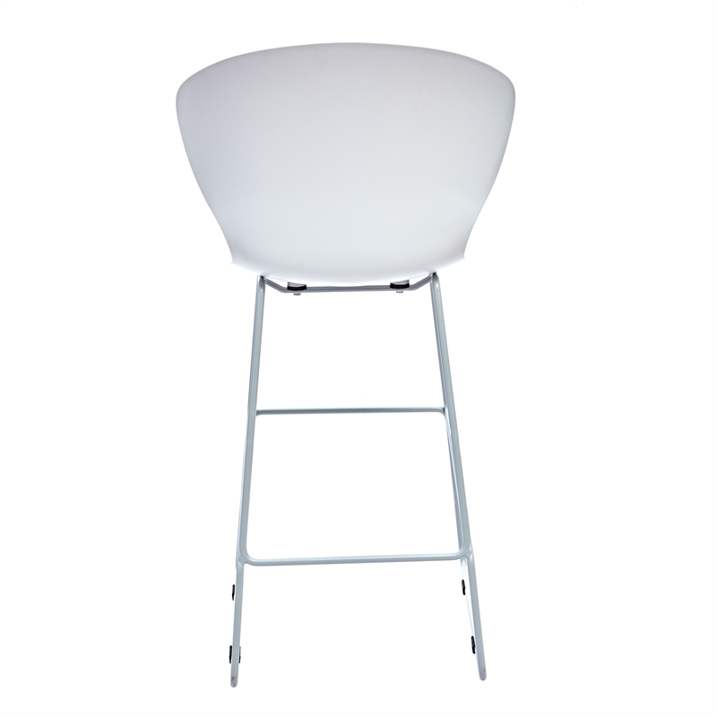 Midcentury White Plastic Bar Stool with Metal Legs (Set of 2)