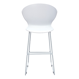 Midcentury White Plastic Bar Stool with Metal Legs (Set of 2)