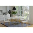 White Square Dining table with Wood Lacquer/Glass top and Gold Base