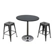 Black Round Wood Top Dining Table with Chrome Base