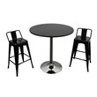 Black Round Wood Top Dining Table with Chrome Base