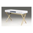 White Wood top desk with two drawers and Gold Base