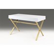 White Wood top desk with two drawers and Gold Base