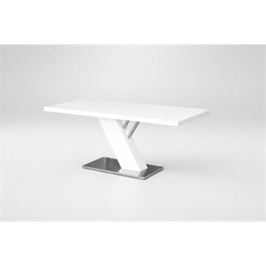 Dining Table with White Lacquer Top and White Wood Lacquer Base