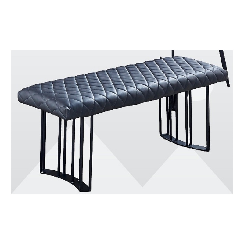 Contemporary Polyurethane Dining Bench with Black Sanded Legs in Dark Gray