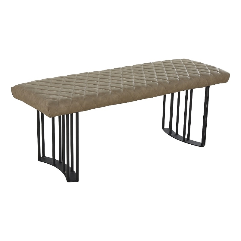 Contemporary Polyurethane Dining Bench with Black Sanded Legs in Light Gray