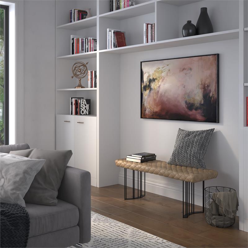 Contemporary Polyurethane Dining Bench with Black Sanded Legs in Light Gray