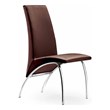 Dining Chair with Polyurethane Seat and Chrome LEG in Dark Brown (Set of 2)
