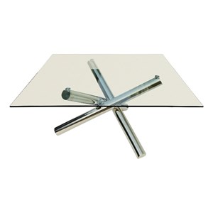 Square Clear Glass Top Dining Table with chrome base