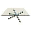 Square Clear Glass Top Dining Table with chrome base