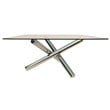 Square Clear Glass Top Dining Table with chrome base