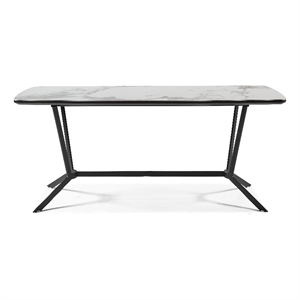 Dining Table with ceramic top black metal base