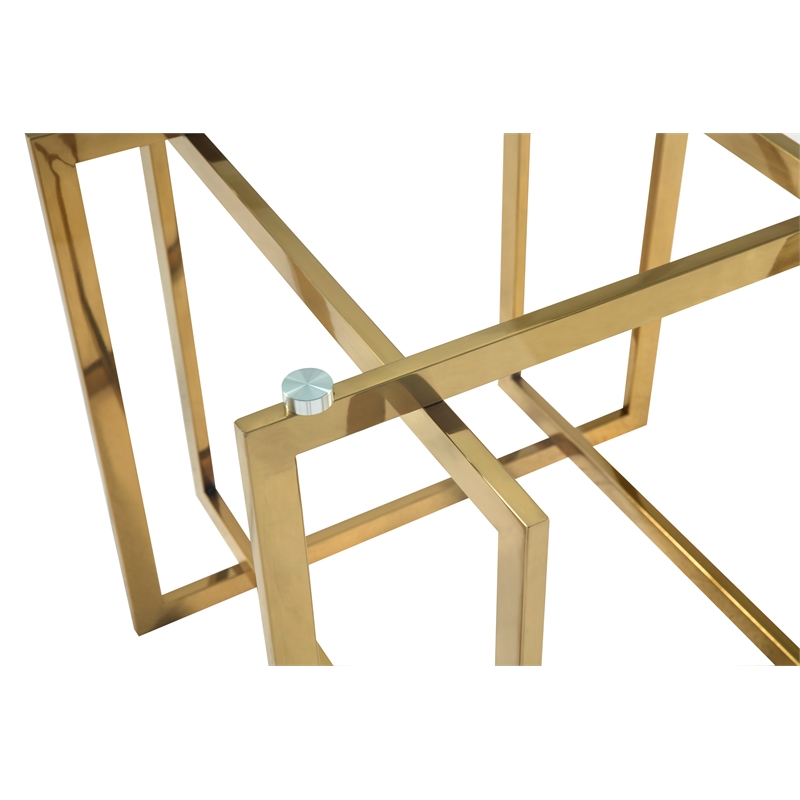 Square Clear Glass Table with Gold Base