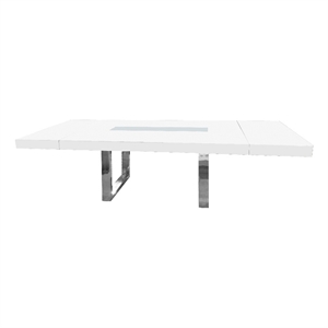 Extension Dining Table with Gray Lacquer Wood Top