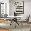 White Wood Lacquer Dining Table with brushed Gray Stainless Steel Legs
