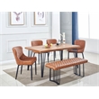 Contemporary Air Slaked Elm Veneer Wood Top Dining Table in Ash