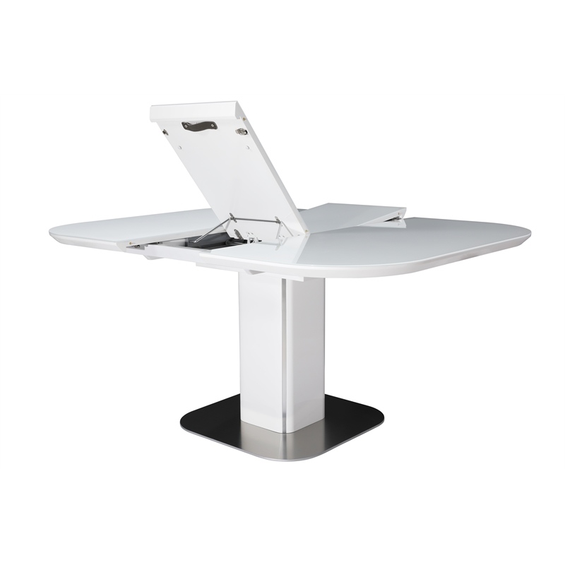 White MDF Wood with 5mm Glass Dining Table