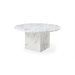 White and Gray Round Marble Table with square Marble Base