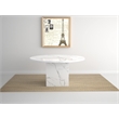 White and Gray Round Marble Table with square Marble Base