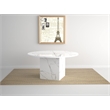 White and Gray Round Marble Table with square Marble Base