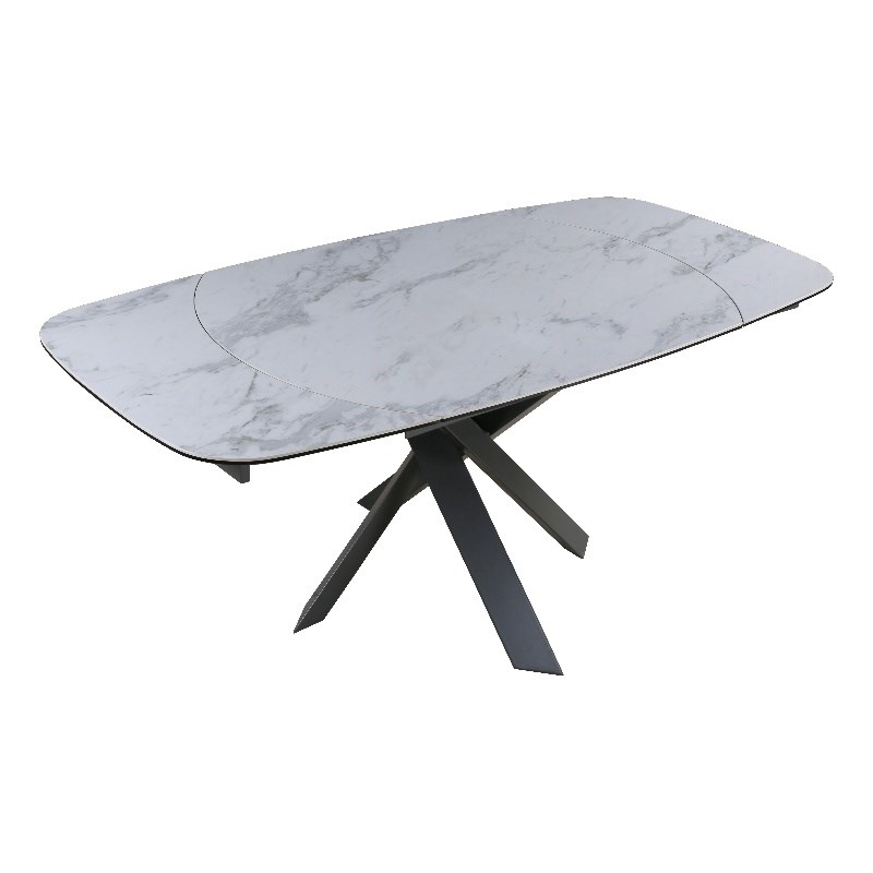 Functional ceramic top Dining Table with Gray Metal Legs