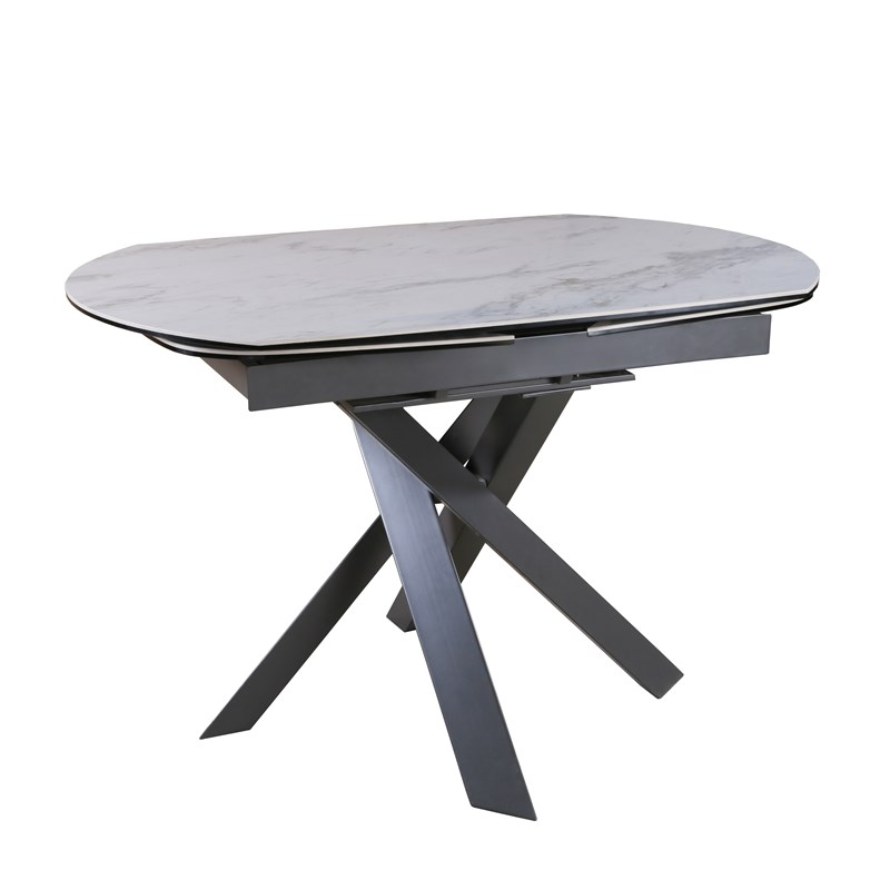 Functional ceramic top Dining Table with Gray Metal Legs